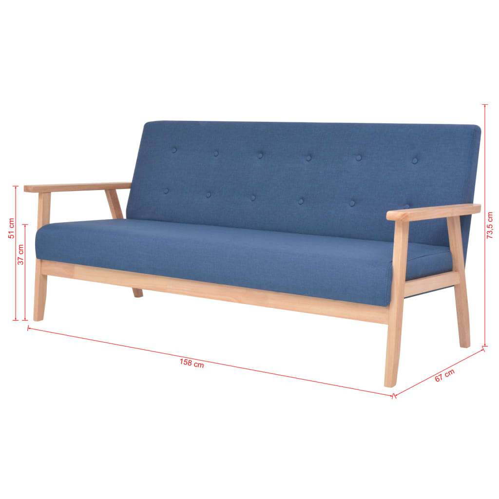 Divano a 3 Posti in Tessuto Blu | homemem39