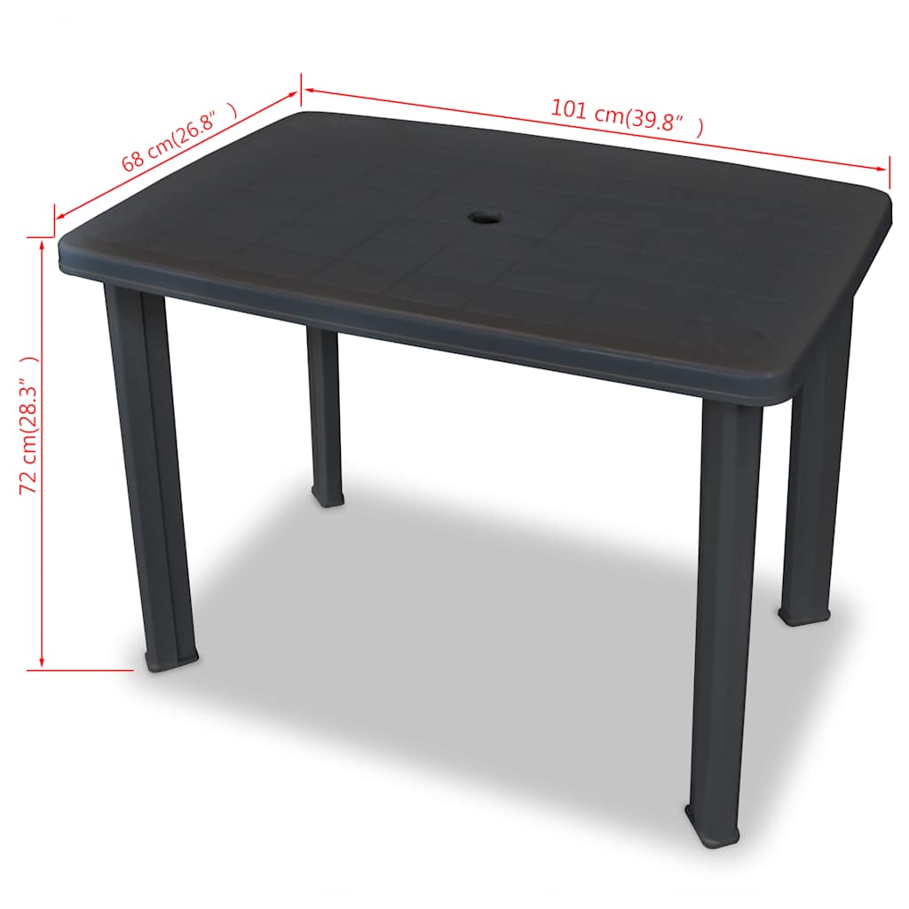 Tavolo da Giardino Antracite 101x68x72 cm in Plastica | homemem39