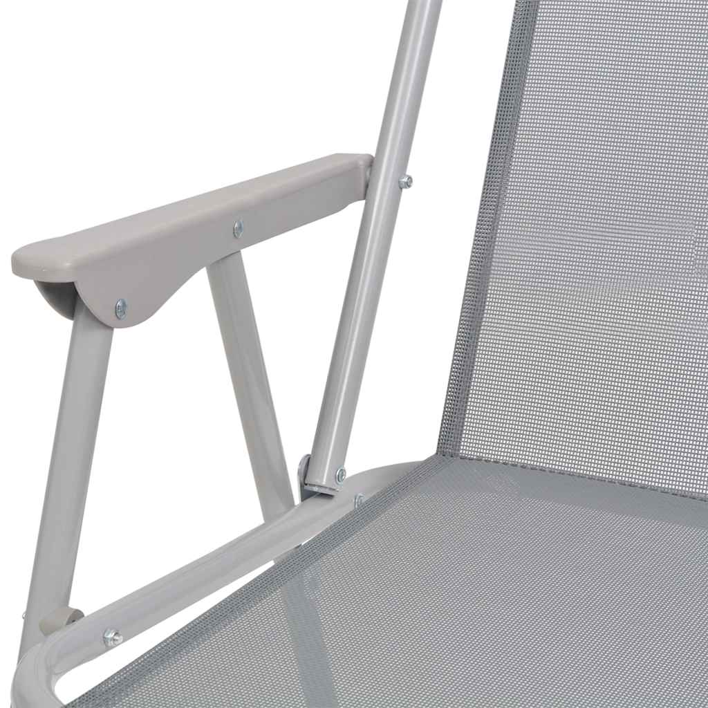 Set da Pranzo da Giardino 6 pz in Acciaio e Textilene Grigio