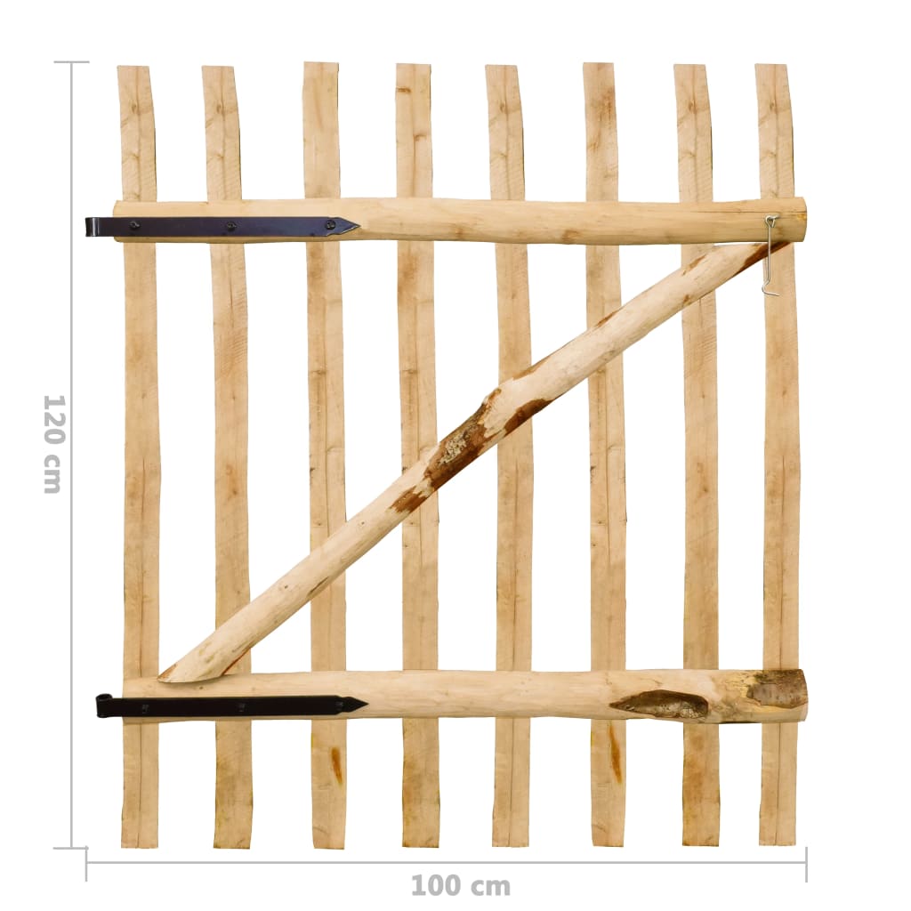 Cancello Singolo per Recinzione in Legno di Nocciolo 100x120 cm | homemem39