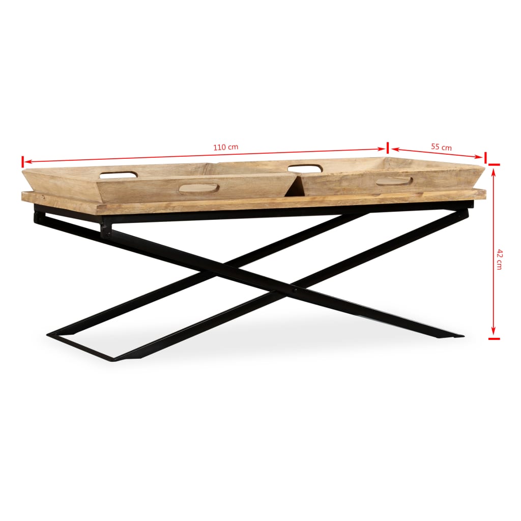 Tavolino da Salotto in Legno Massello di Mango 110x55x42 cm | homemem39