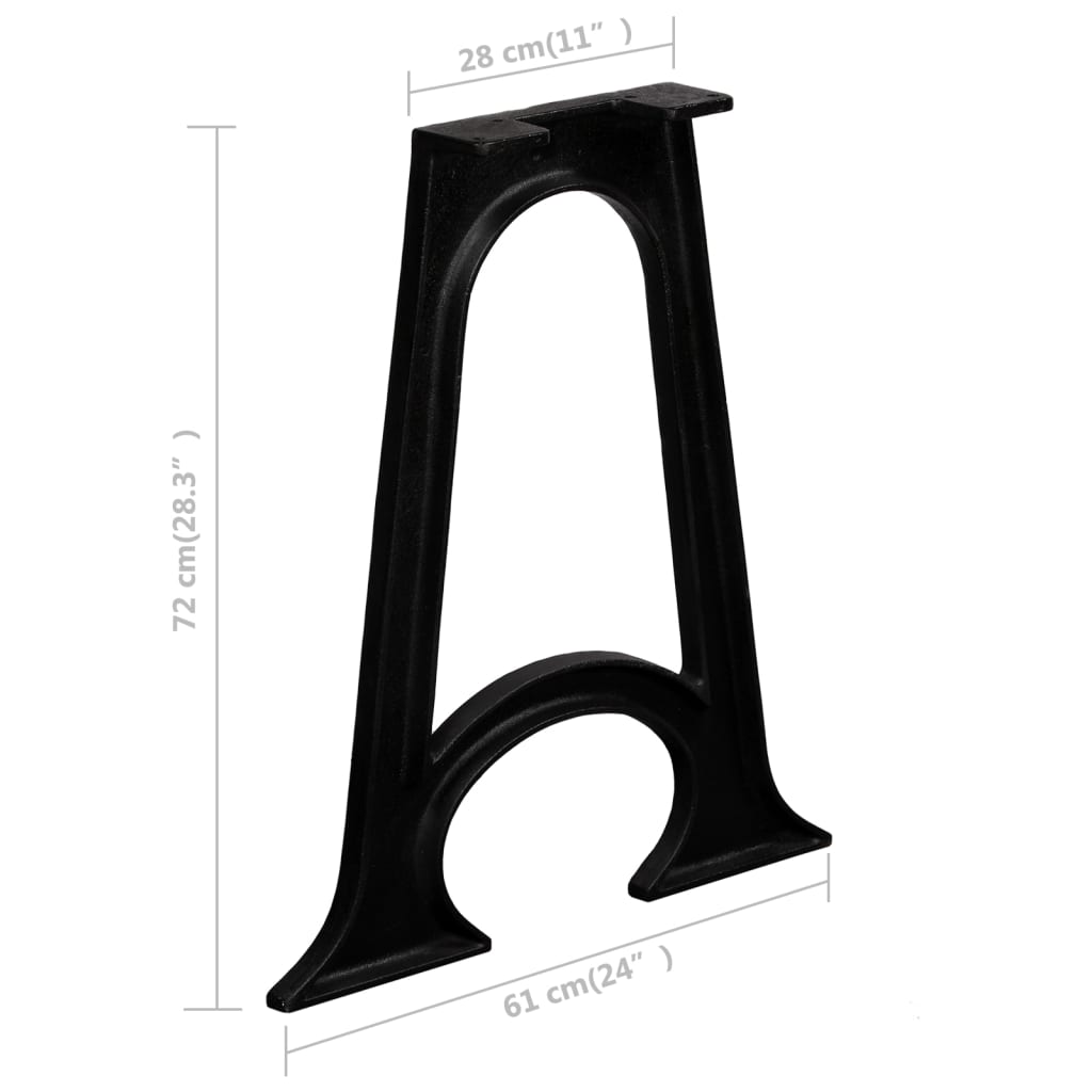 Gambe per Tavolo da Pranzo 2pz Base ad Arco Forma di A in Ghisa | homemem39