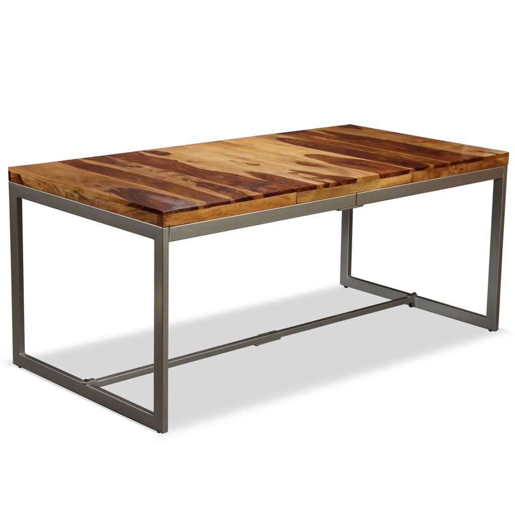 Tavolo da Pranzo in Legno Massello di Acacia e Acciaio 180 cm