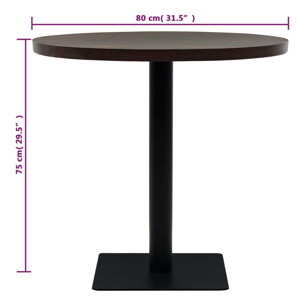 Tavolo Bistrot in MDF e Acciaio Rotondo 80x75 cm Cenere Scura | homemem39