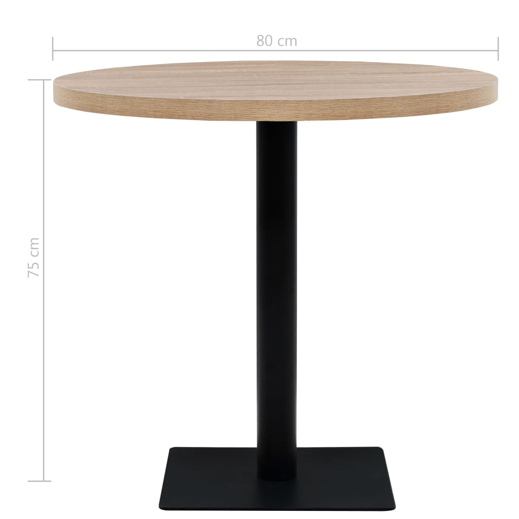 Tavolo Bistrot in MDF e Acciaio Rotondo 80x75 cm Colore Rovere | homemem39
