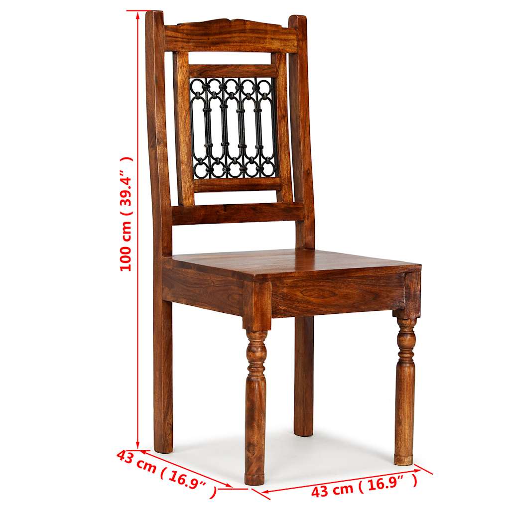 Sedie da Pranzo Classiche 2 pz in Legno Massello Finitura Ambra