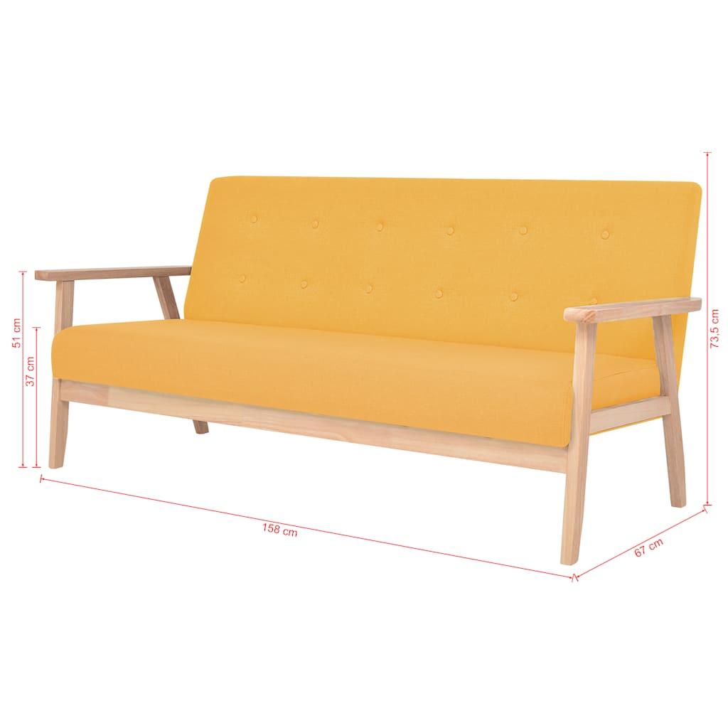 Set di Divani 3 pz in Tessuto Giallo | homemem39