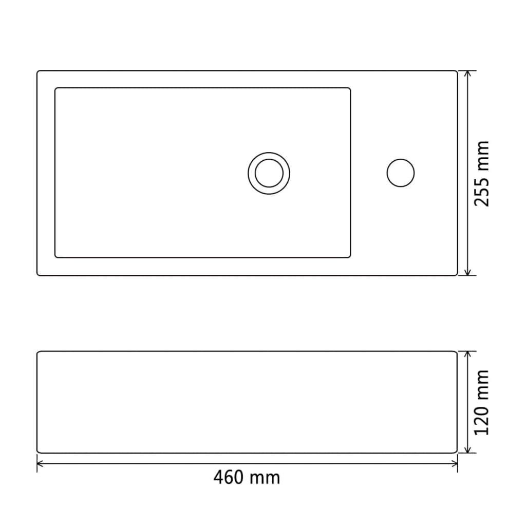 Lavandino con Foro Rubinetto Rettangolare Ceramica 46x25,5x12cm | homemem39