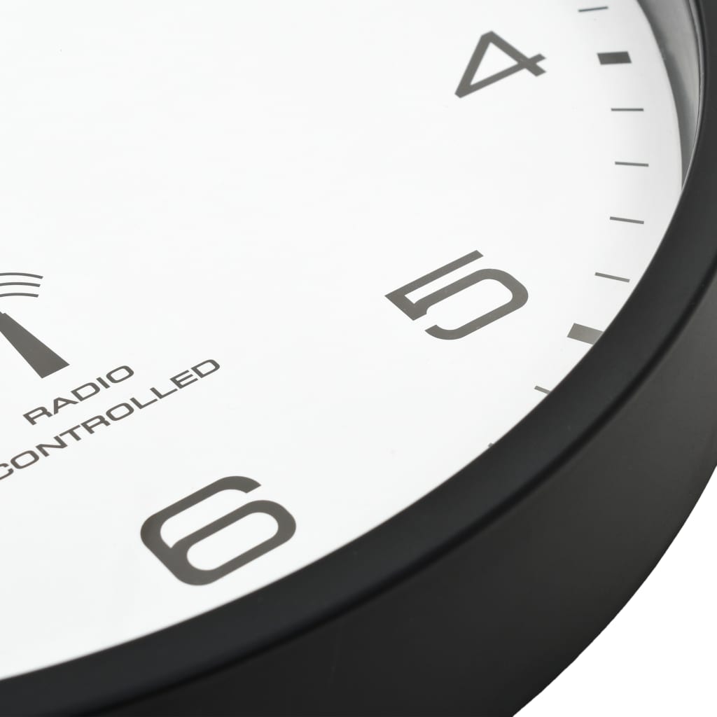 Orologio a Parete Radiocontrollato al Quarzo 31cm Bianco e Nero | homemem39