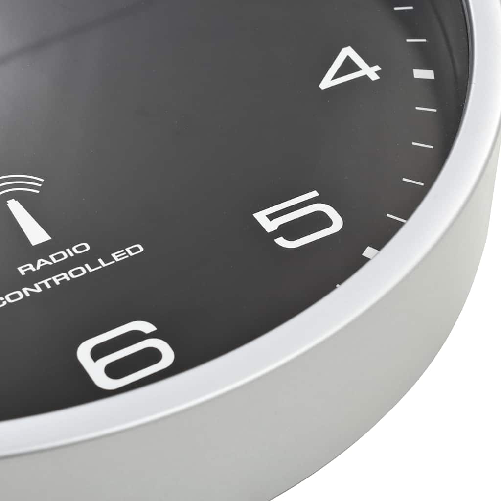 Orologio a Parete Radiocontrollato Movimento Quarzo 31 cm Nero | homemem39