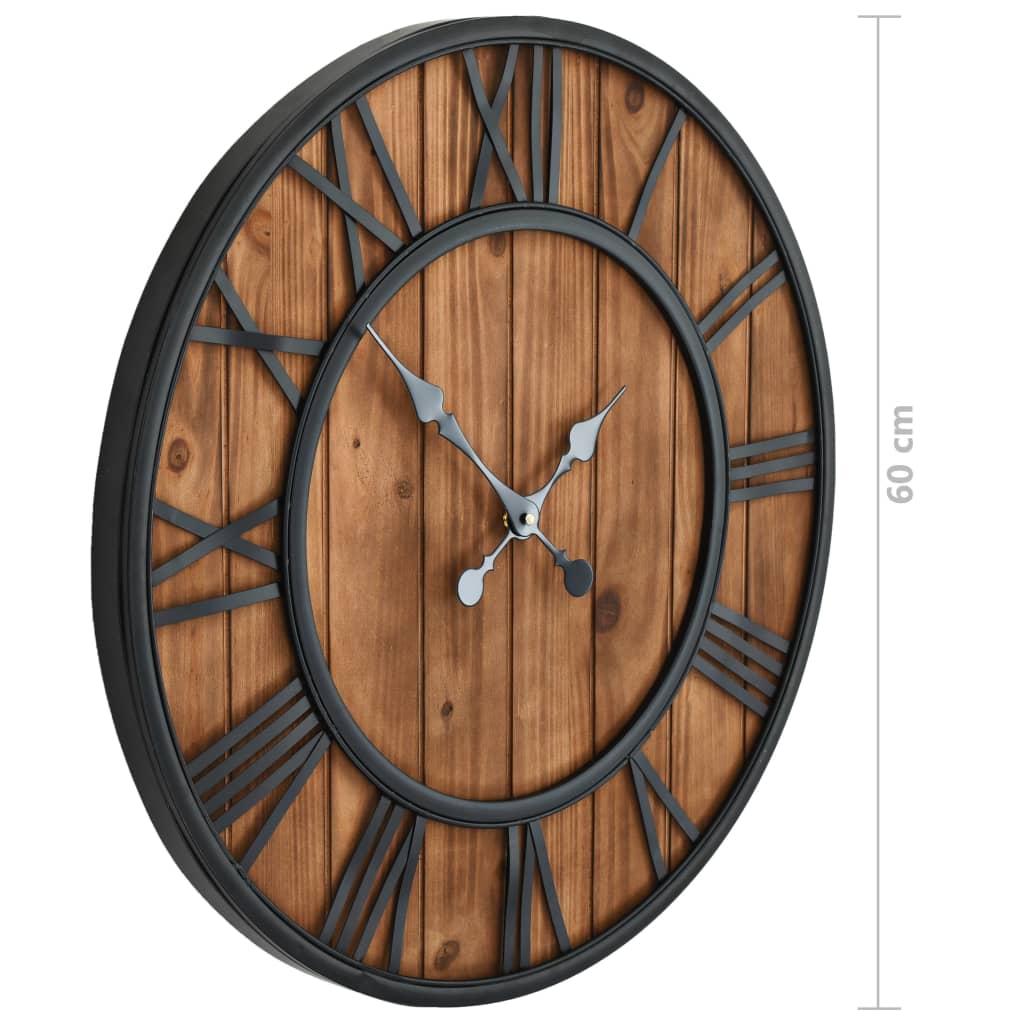 Orologio da Parete Vintage al Quarzo Legno e Metallo 60 cm XXL | homemem39