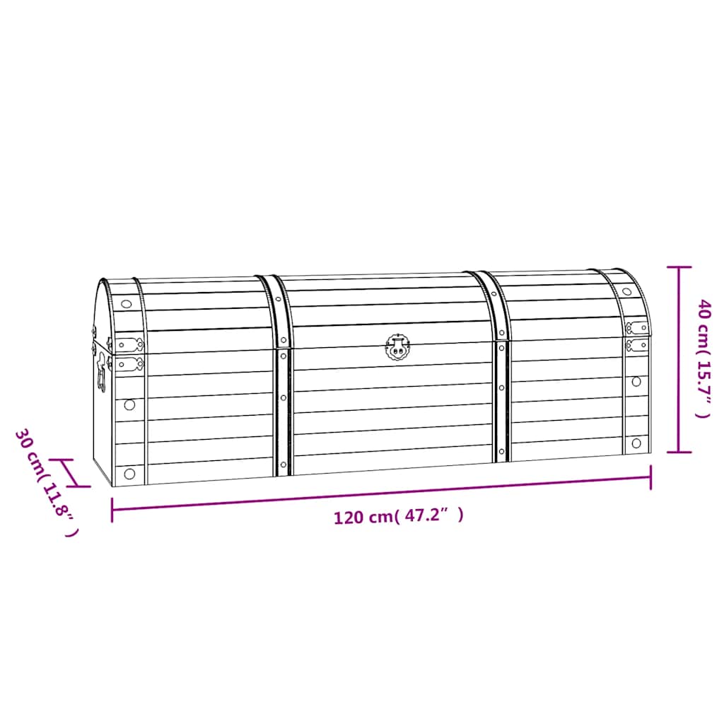Baule in Legno Massello Stile Vintage 120x30x40 cm | homemem39