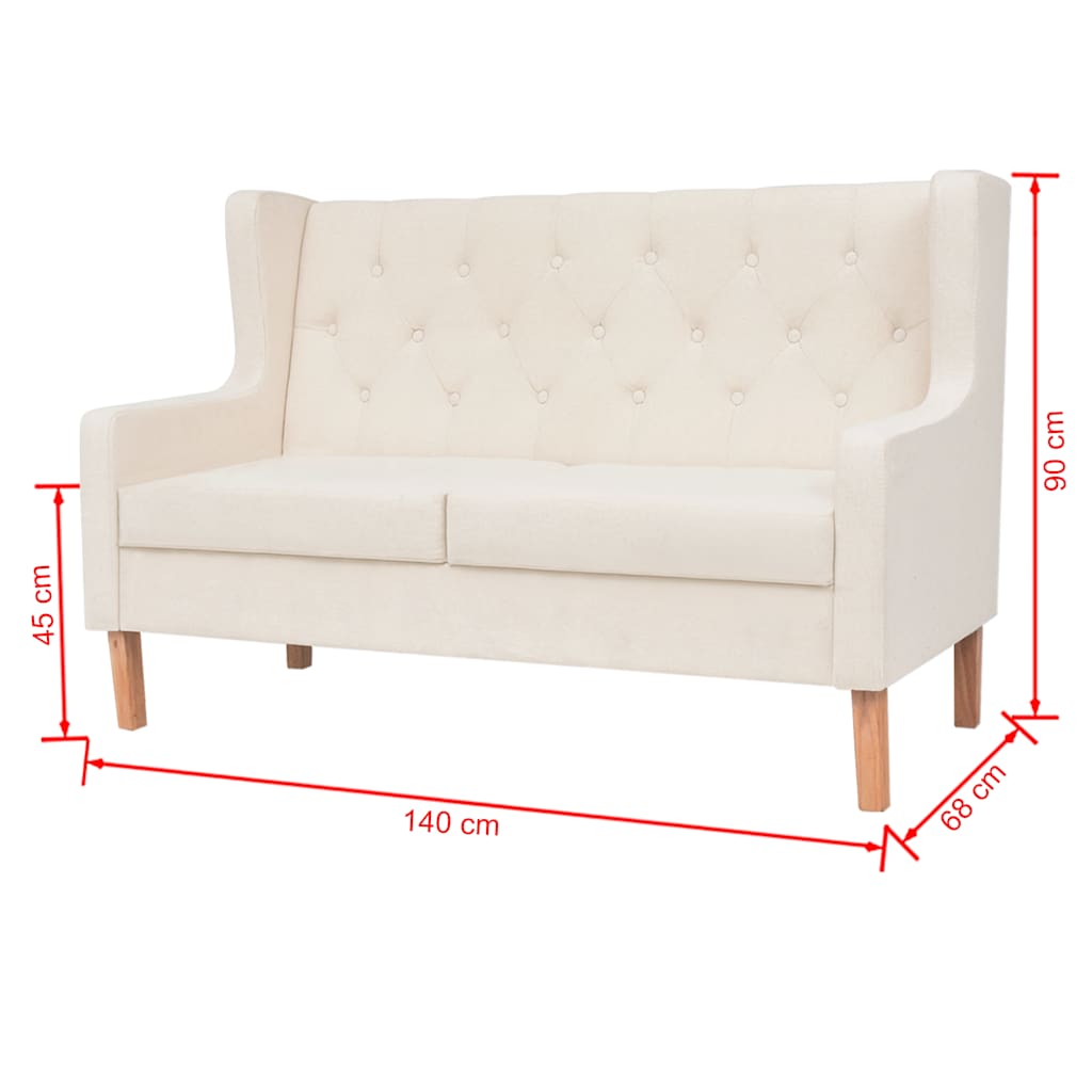 Set Divani 2 pz in Tessuto Bianco Crema