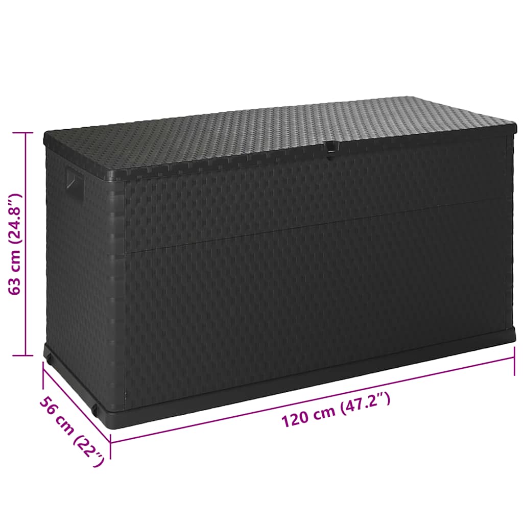 Baule da Giardino Antracite 120x56x63 cm in Rattan PP | homemem39
