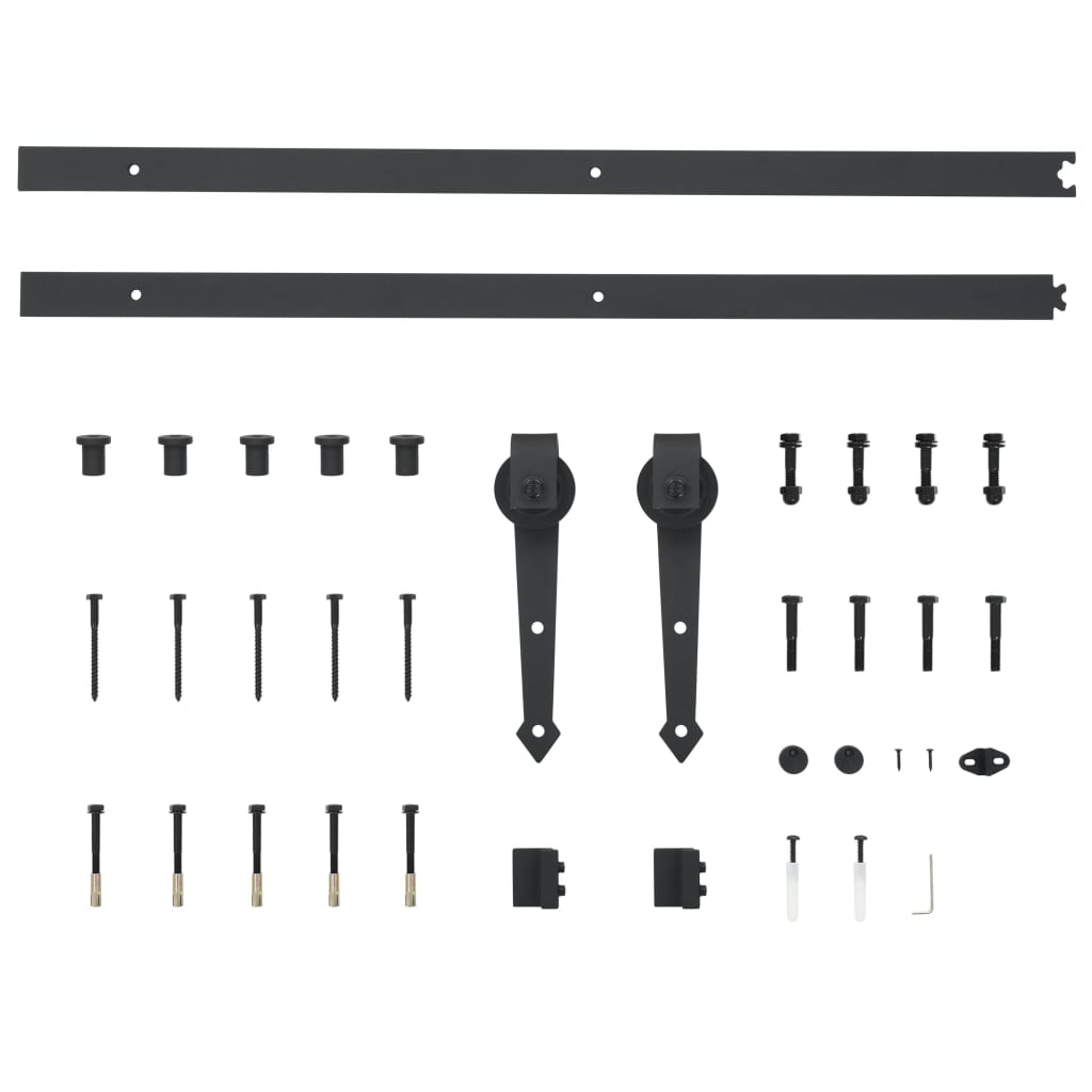 Kit di Binari per Porte Scorrevoli 183 cm Acciaio Nero | homemem39