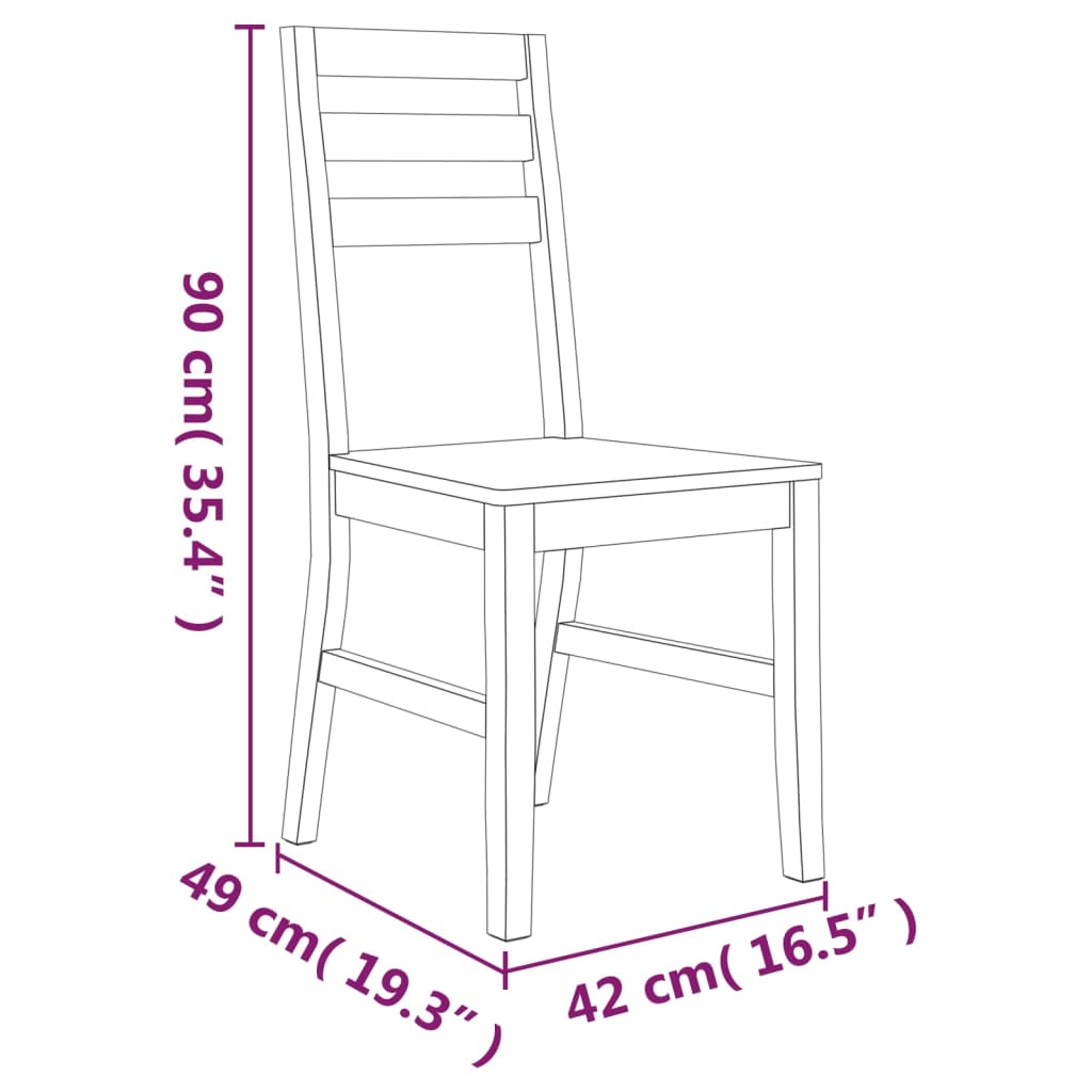 Sedie da Pranzo 2 pz in Legno Massello di Acacia | homemem39