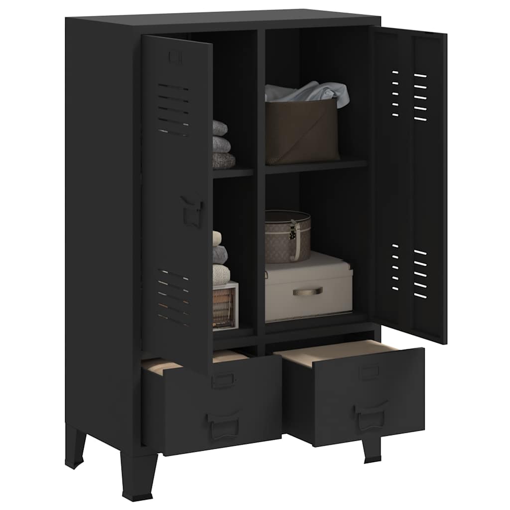 Armadio in Metallo in Stile Industriale 67x35x107 cm Nero