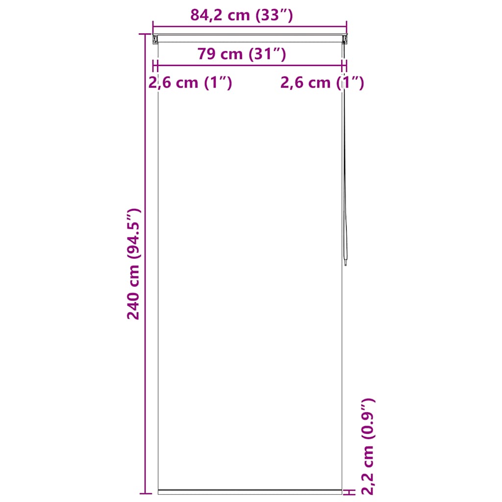Tenda a Rullo per Doccia 80x240 cm Bianco