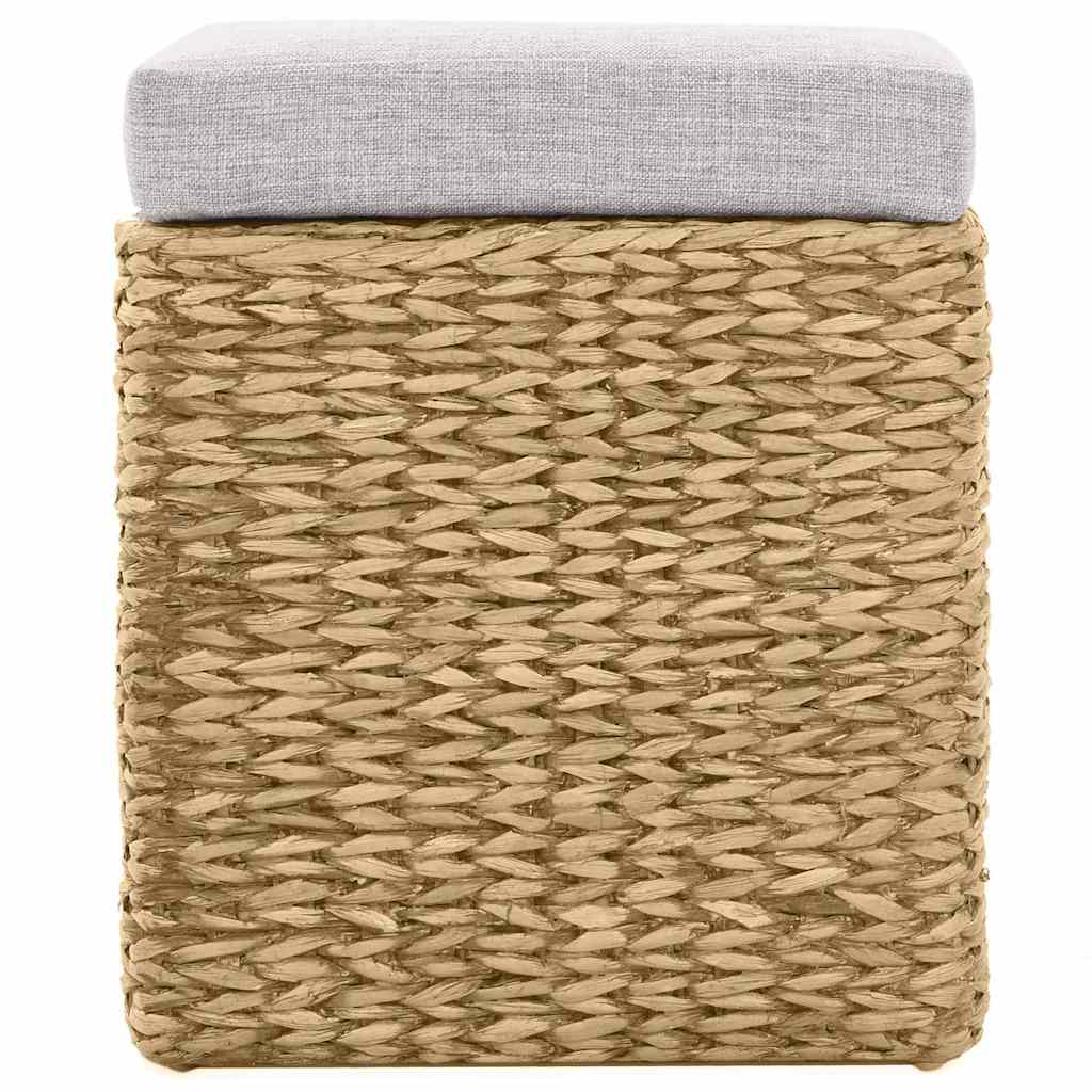 Panca e 2 Pouf in Giunco Grigio