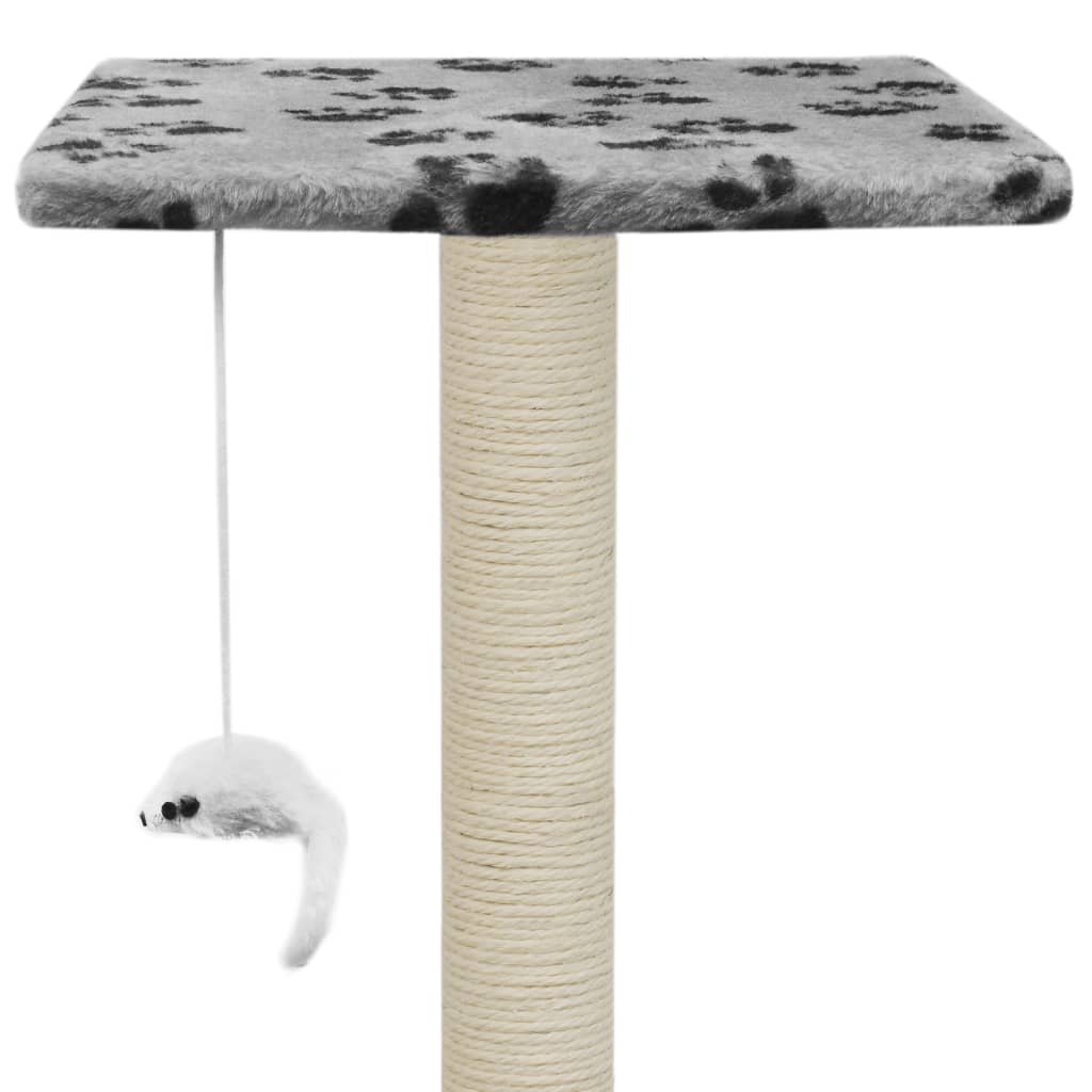 Albero per Gatti e Tiragraffi Sisal 95 cm Zampe Stampate Grigio - homemem39