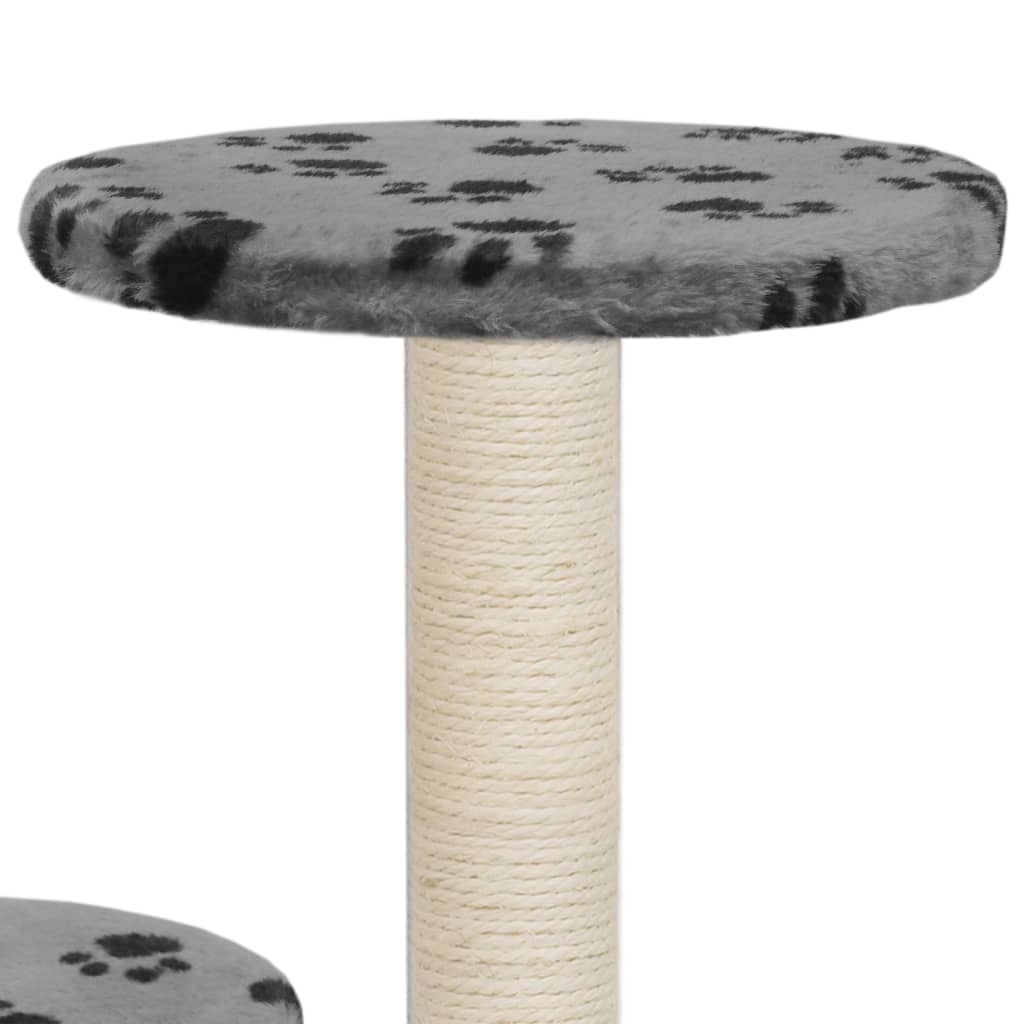 Albero per Gatti e Tiragraffi Sisal 60 cm Zampe Stampate Grigio | homemem39