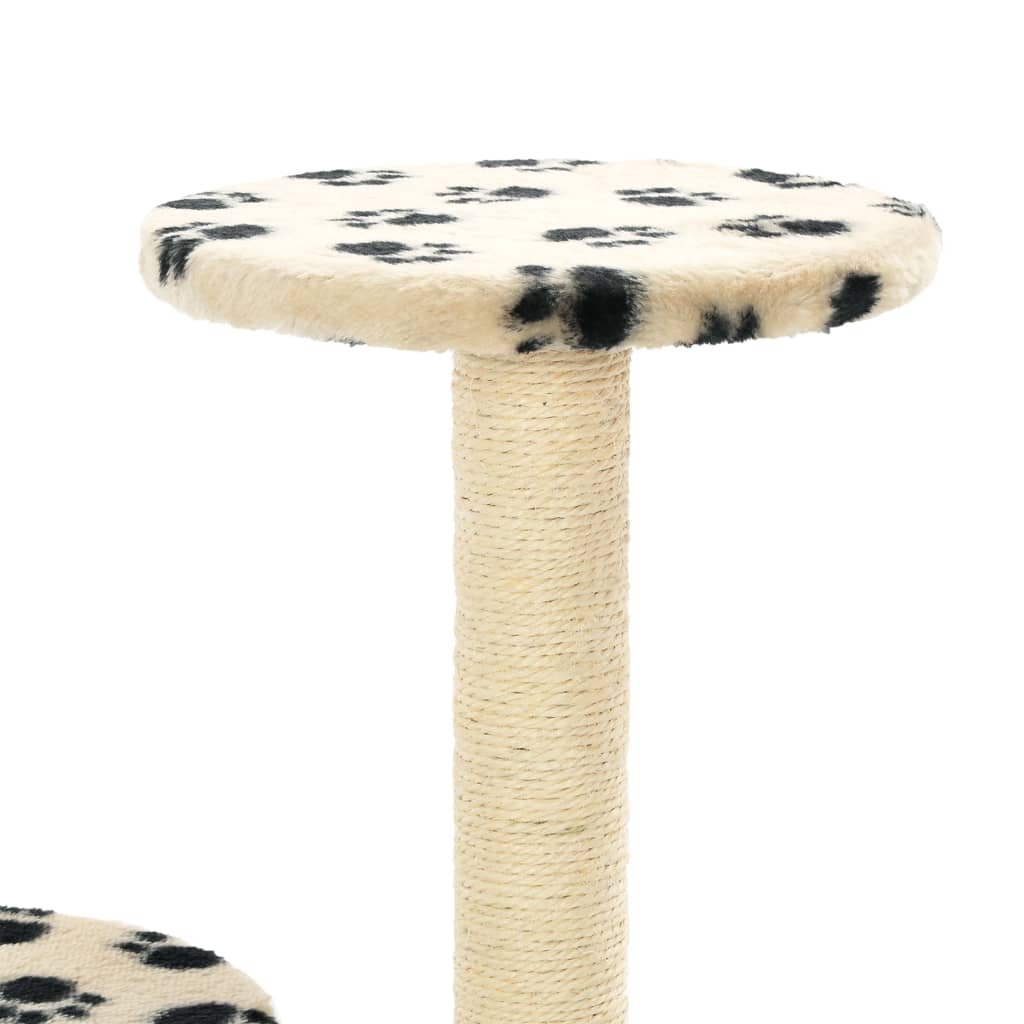 Albero per Gatti e Tiragraffi Sisal 60 cm Zampe Stampate Beige | homemem39