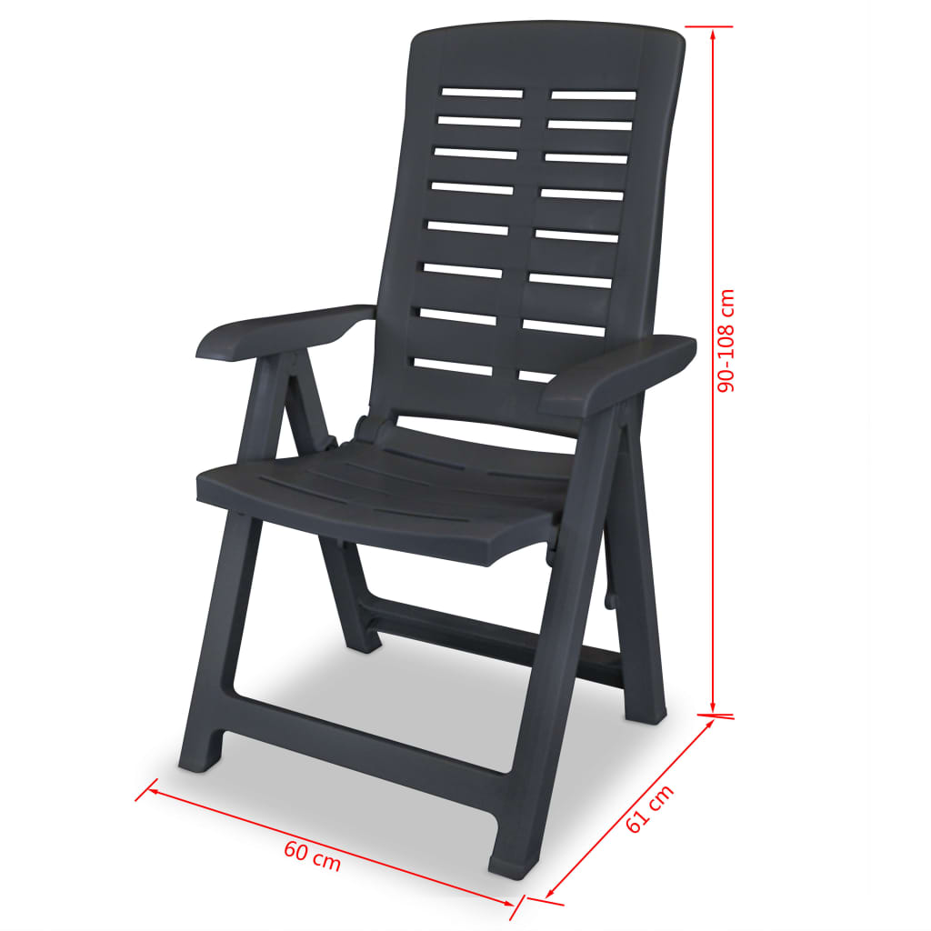 Sedie Reclinabili Giardino 4 pz in Plastica Antracite | homemem39