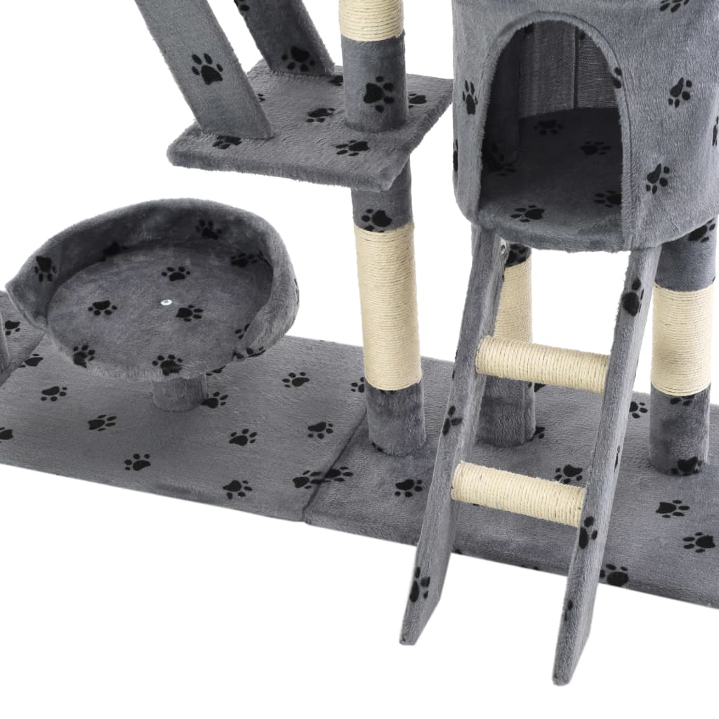 Albero per Gatti Tiragraffi Sisal 230-250cm Stampa Zampe Grigio | homemem39