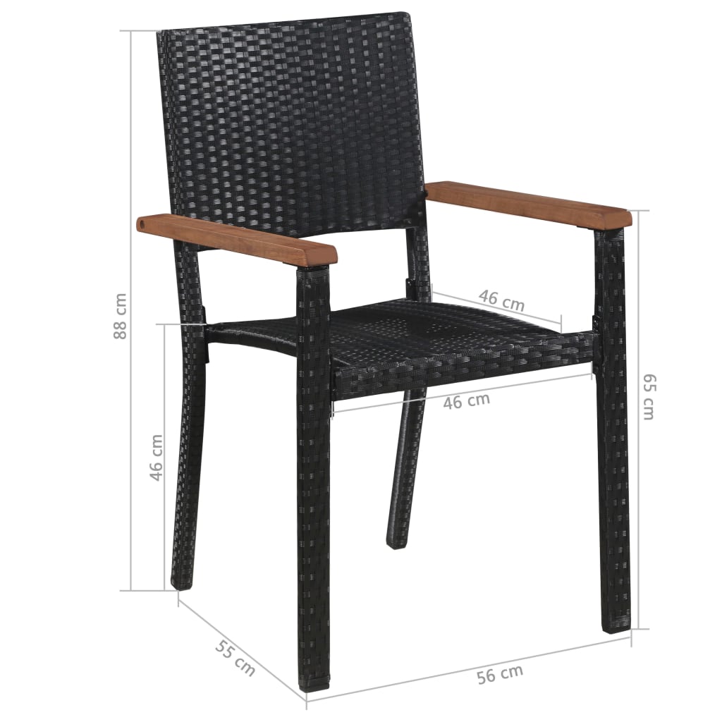 Sedie da Giardino 2 pz in Polyrattan Nero