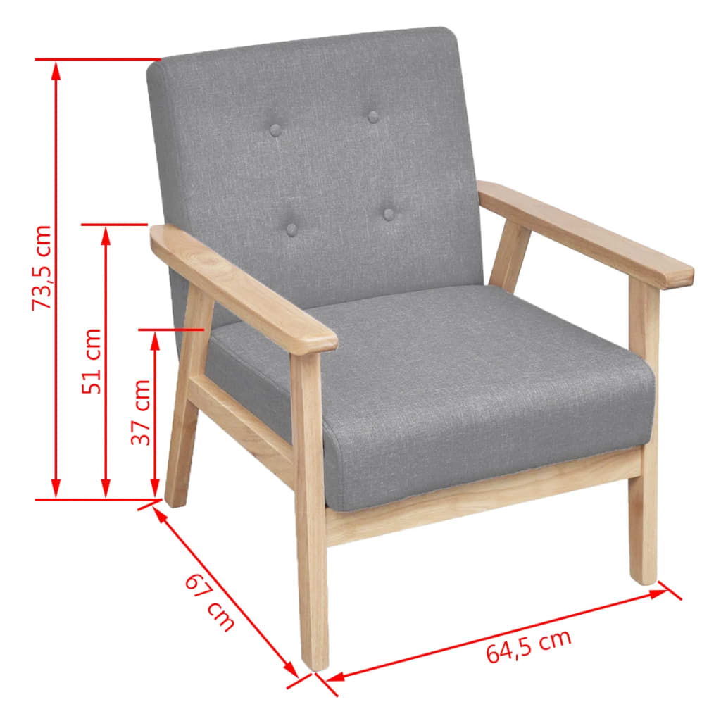 Set di Divani 2 pz in Tessuto Grigio Chiaro | homemem39