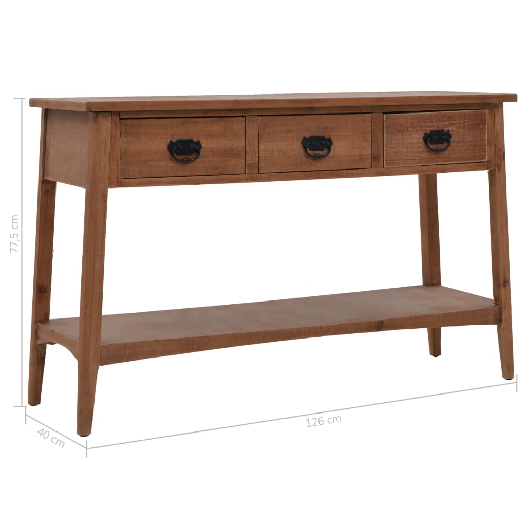 Tavolo Consolle in Massello di Abete 126x40x77,5 cm Marrone | homemem39