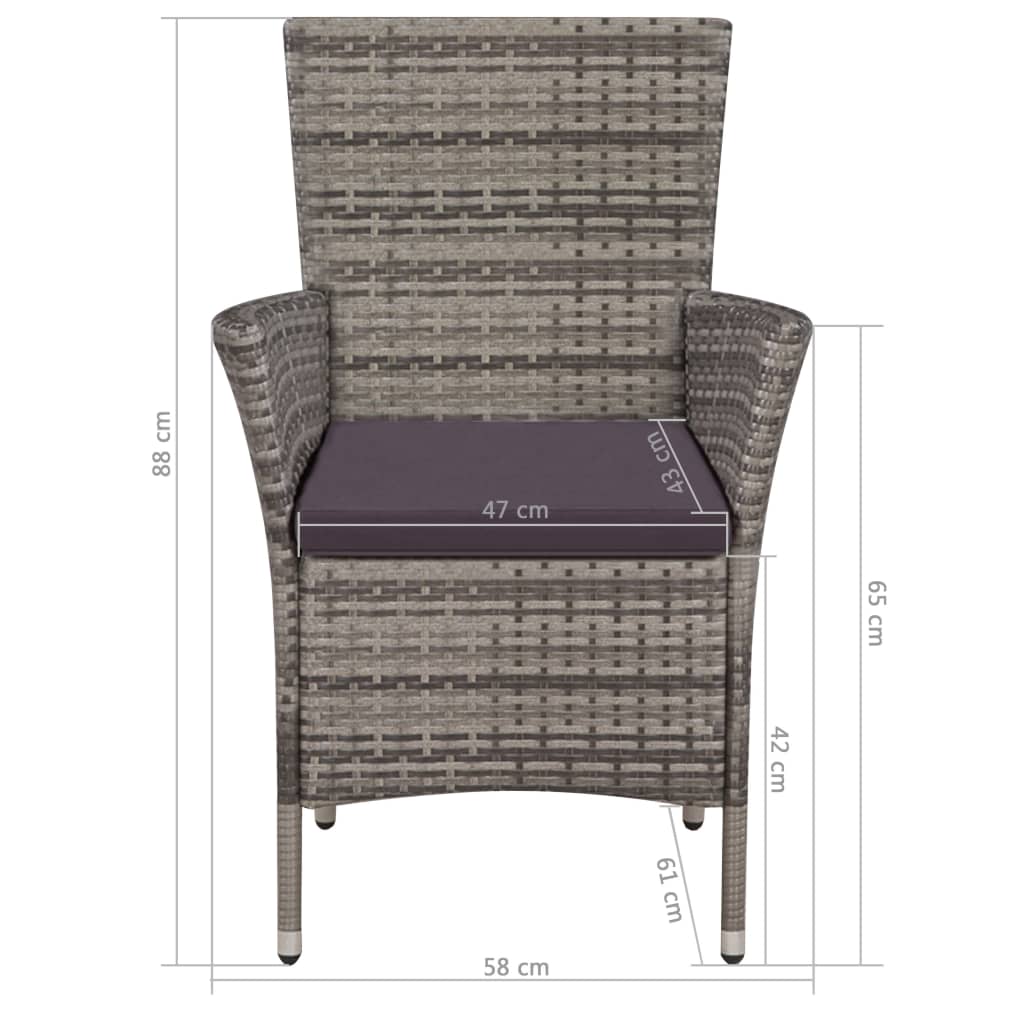 Set da Pranzo da Giardino 9 pz con Cuscini in Polyrattan Grigio | homemem39