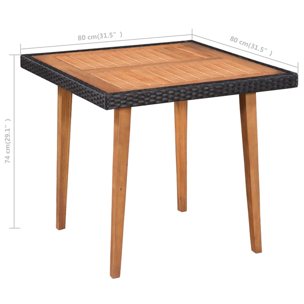 Set da Pranzo da Giardino 5 pz in Polyrattan Nero e Marrone | homemem39