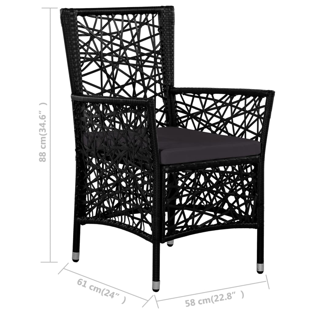 Set da Pranzo da Giardino 5 pz in Polyrattan Nero - homemem39