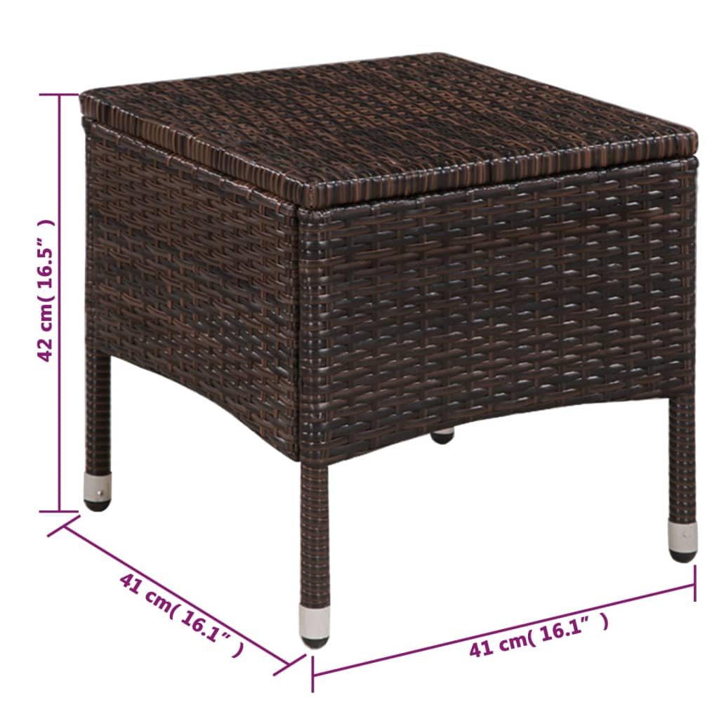 Sedia da Esterno con Sgabello e Cuscini in Polyrattan Marrone | homemem39