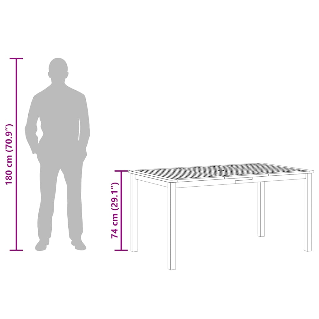 Tavolo da Giardino 150x90x74 cm in Massello di Acacia