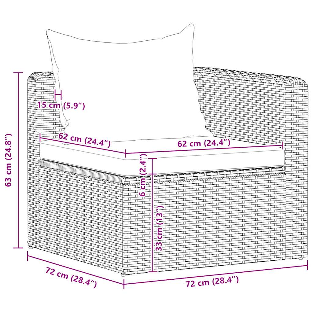 Set Divani da Giardino 4 pz con Cuscini Grigio in Polyrattan | homemem39