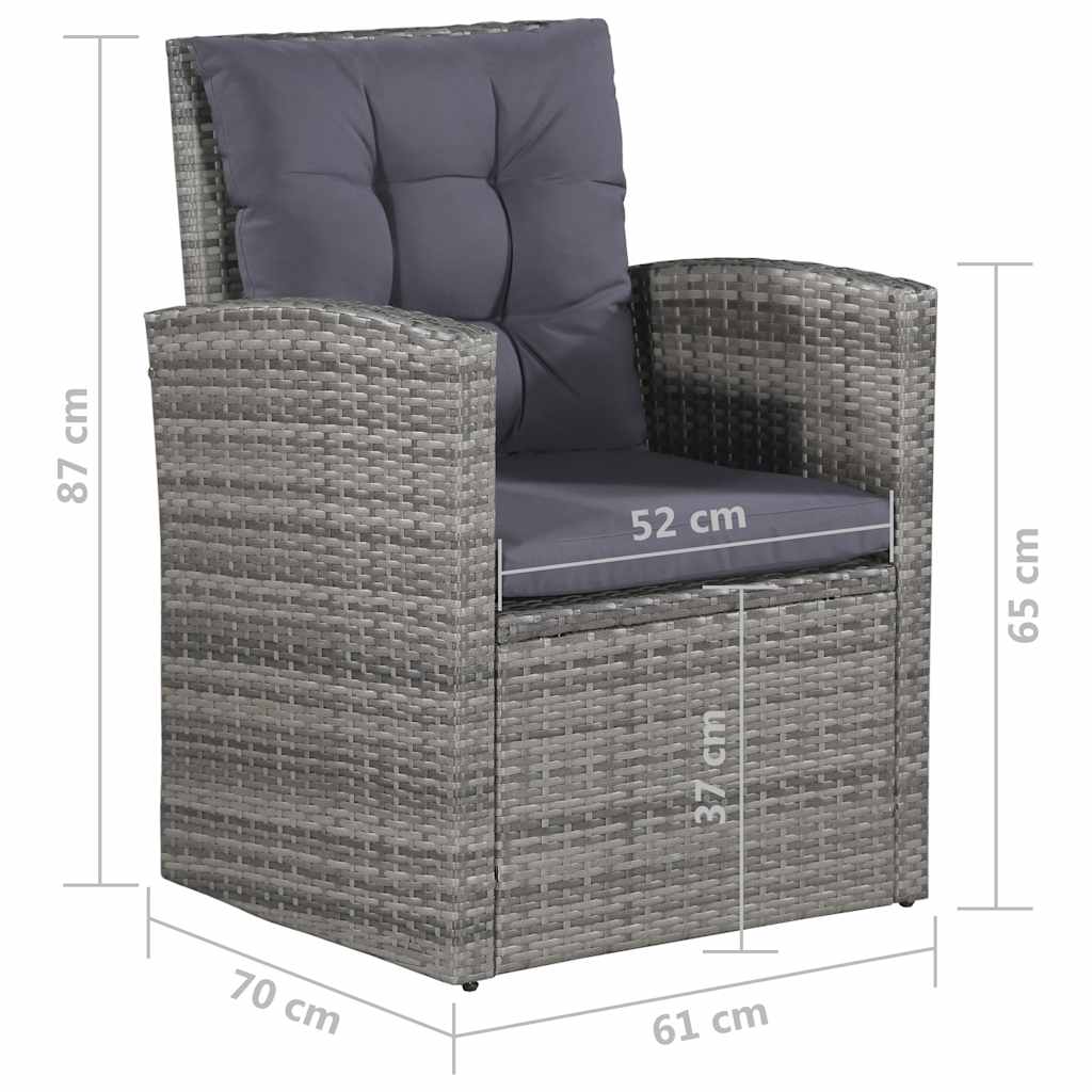 Set Divani da Giardino 6 pz con Cuscini in Polyrattan Grigio | homemem39
