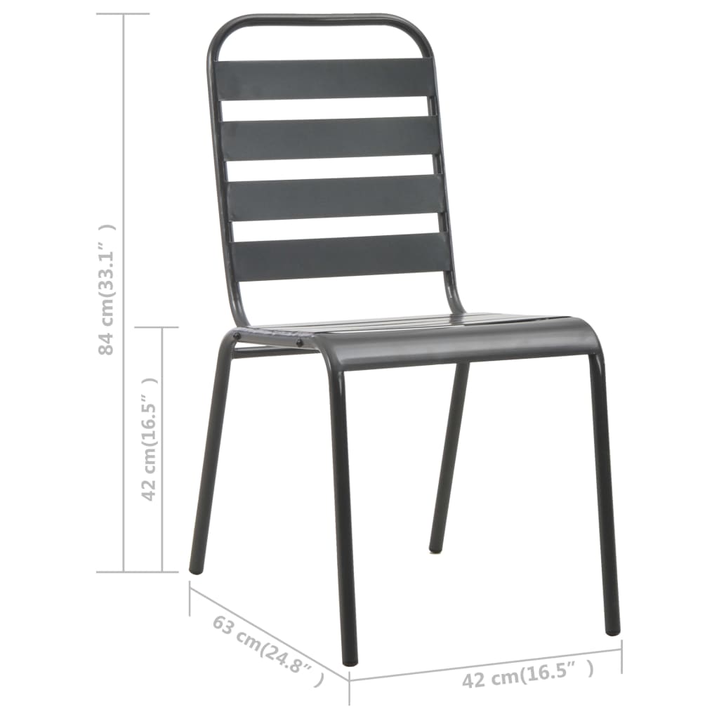 Sedie da Esterno Impilabili 2 pz in Acciaio Grigio | homemem39