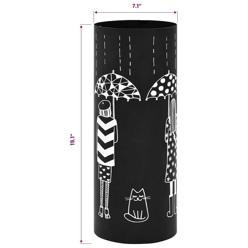 Porta Ombrelli con Disegni di Ragazze in Acciaio Nero