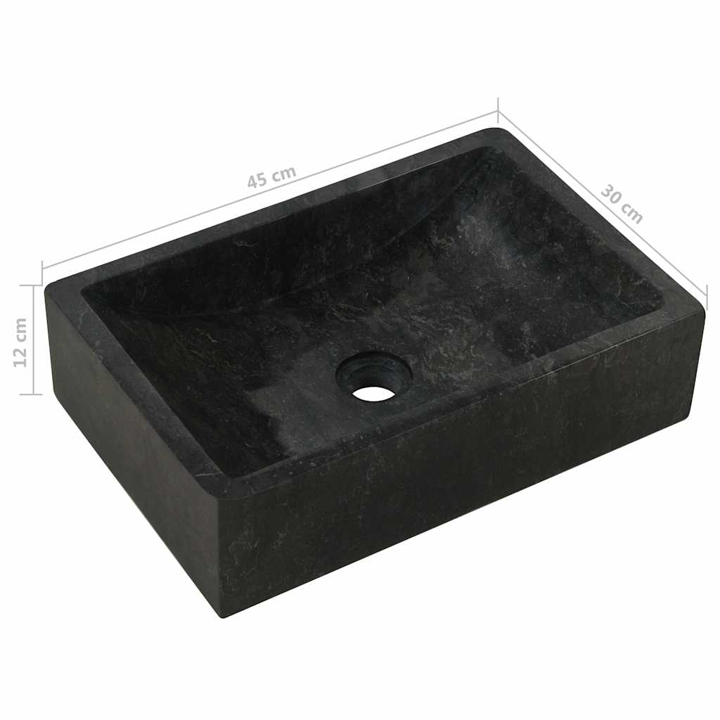 Lavello 45x30x12 cm Marmo Lucido Nero | homemem39