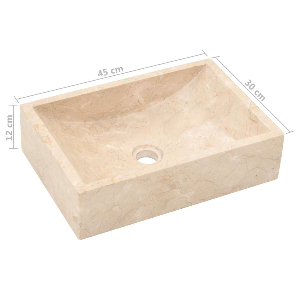 Lavello 45x30x12 cm Marmo Lucido Crema