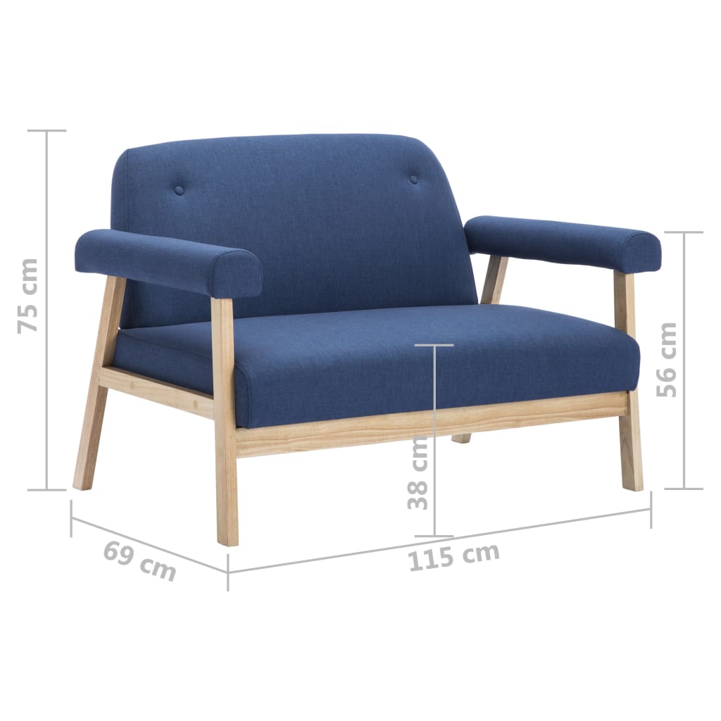 Divano a 2 Posti in Tessuto Blu | homemem39