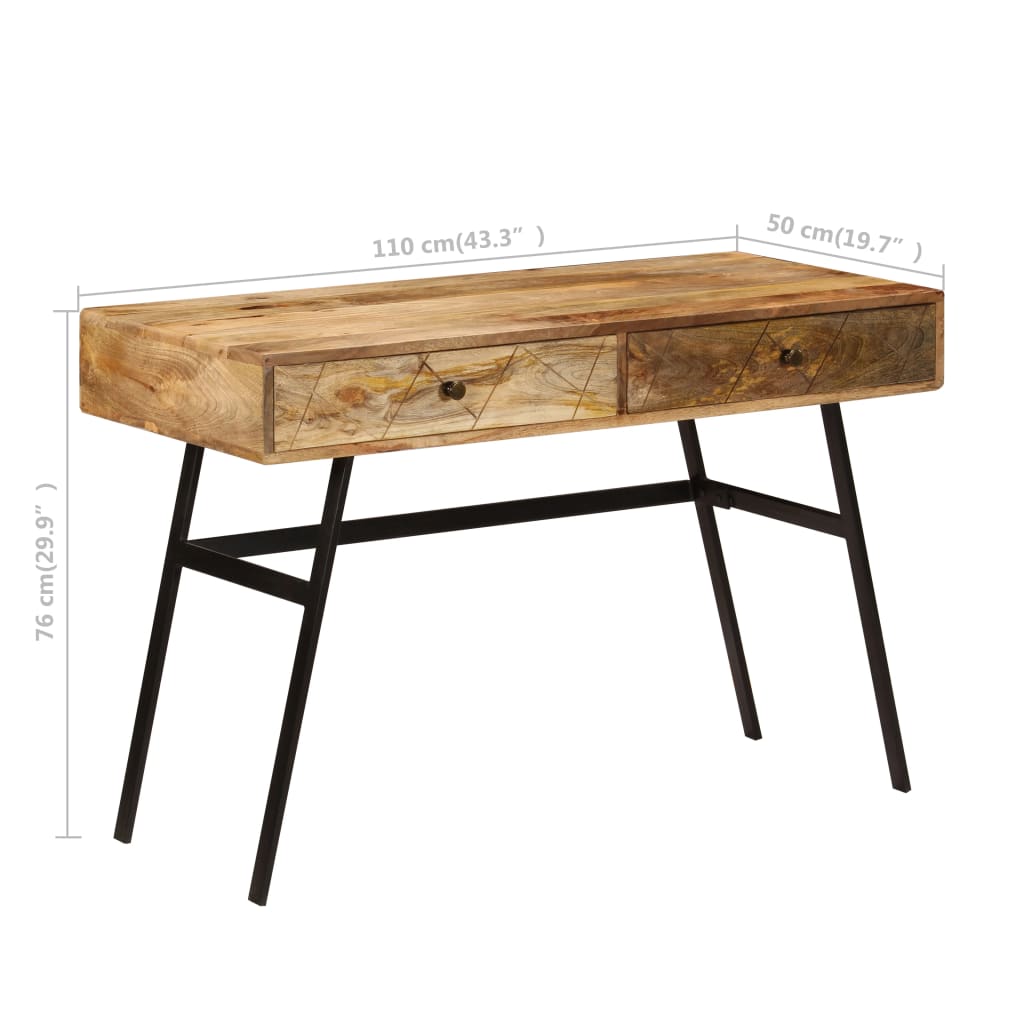 Scrivania con Cassetti in Legno Massello di Mango 110x50x76 cm | homemem39