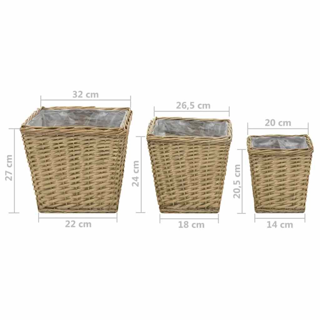 Letti Rialzati da Giardino 3 pz in Vimini e Rivestimento in PE | homemem39