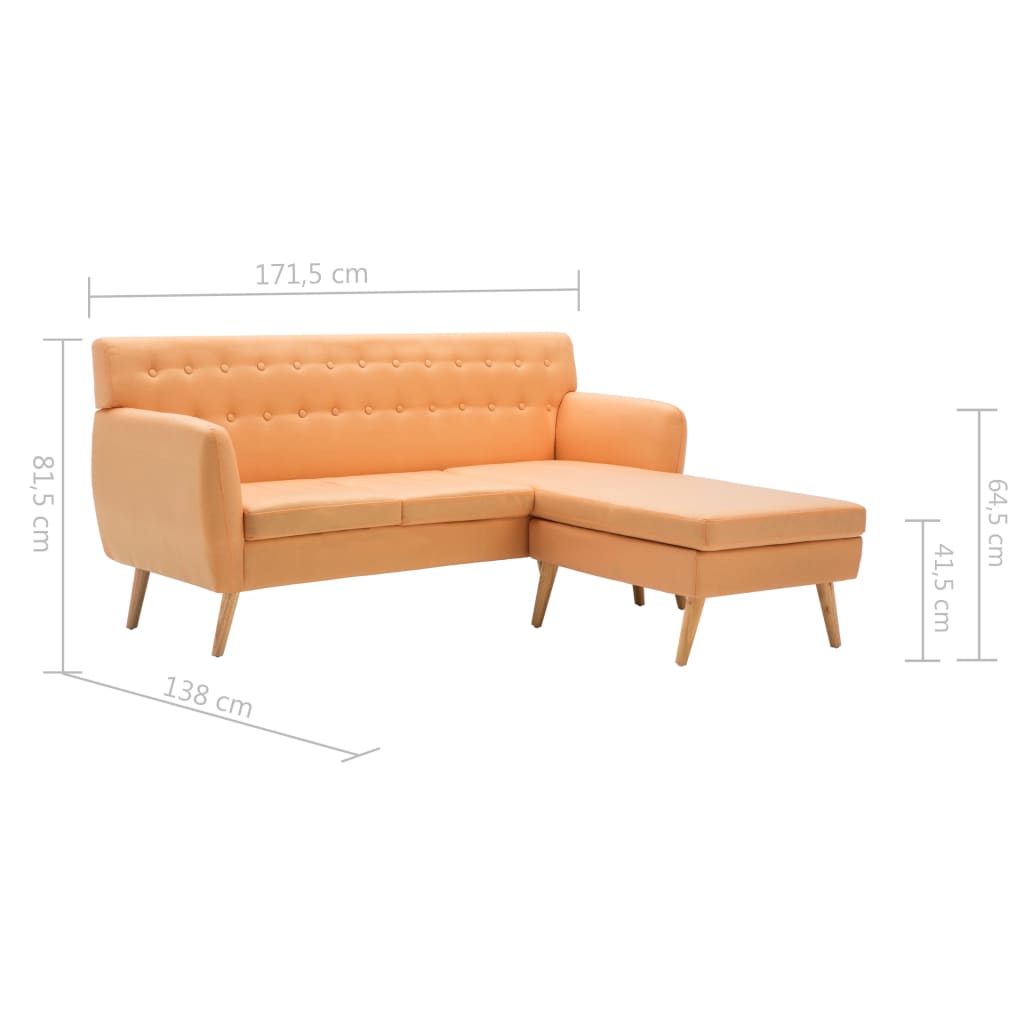 Divano a L Rivestito in Tessuto 171,5x138x81,5 cm Arancione