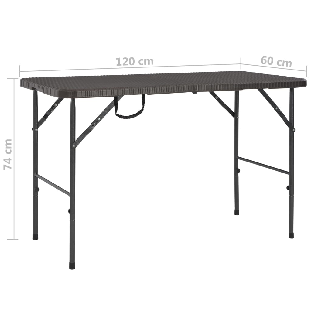 Tavolo da Giardino Marrone Pieghevole 120x60x74 cm HDPE Rattan | homemem39