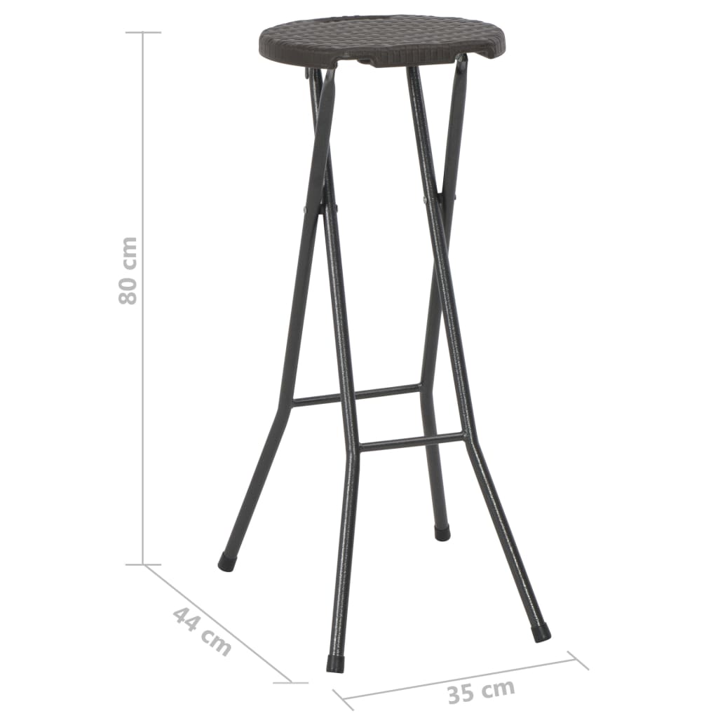 Sgabelli da Bar Pieghevoli 2 pz HDPE e Acciaio Marroni Rattan | homemem39