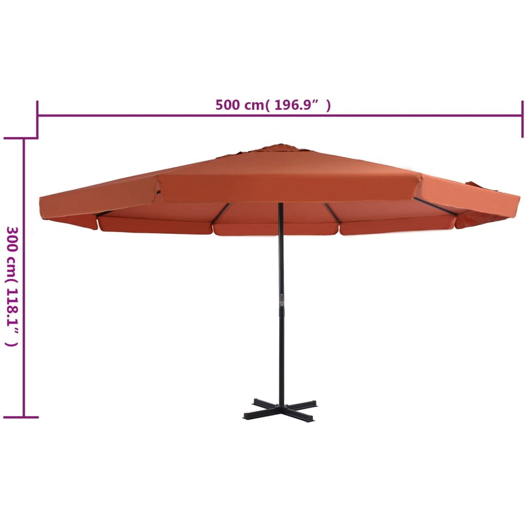 Ombrellone da Esterni con Palo in Alluminio 500 cm Terracotta | homemem39