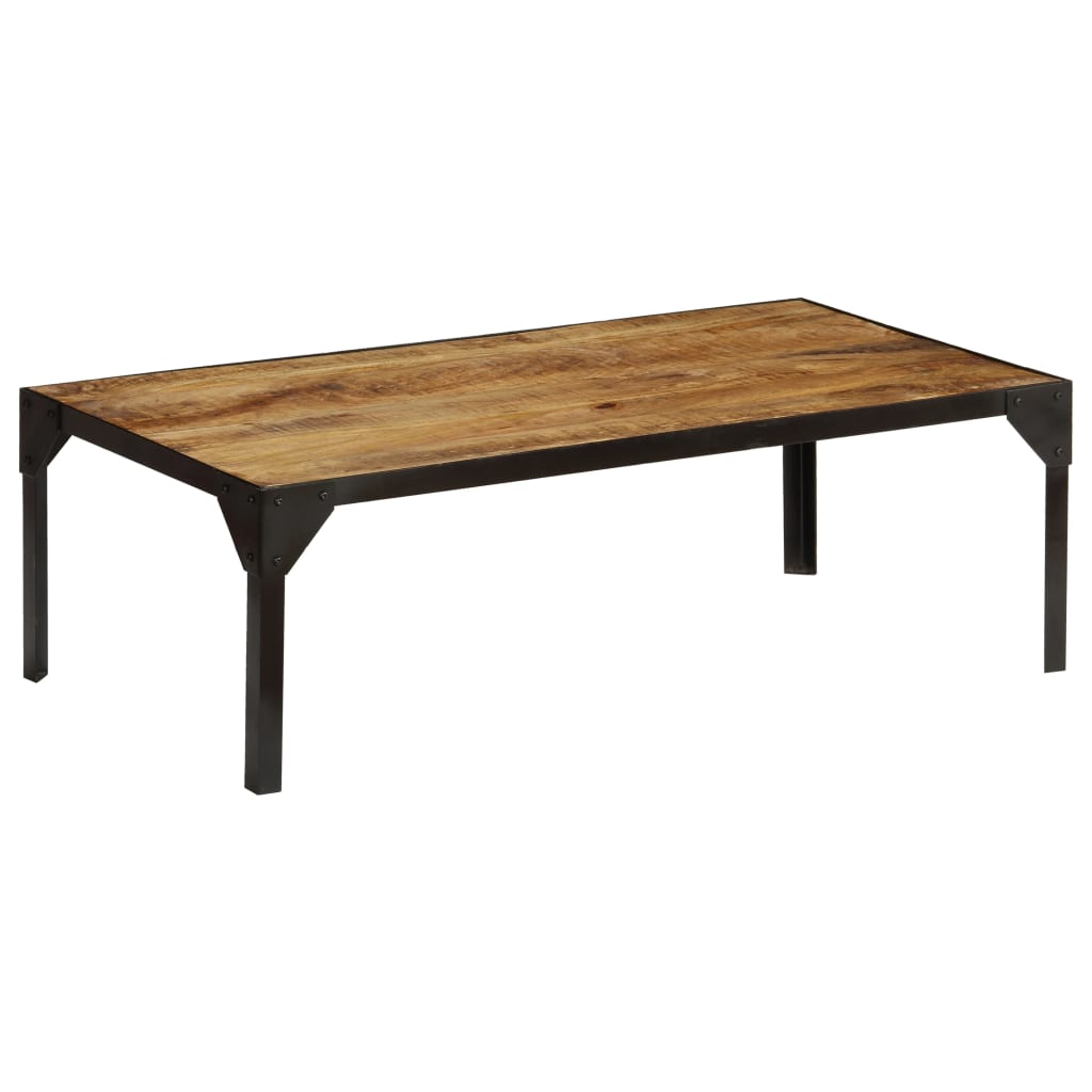 Tavolino da Salotto in Legno Massello di Mango e Acciaio 110 cm | homemem39